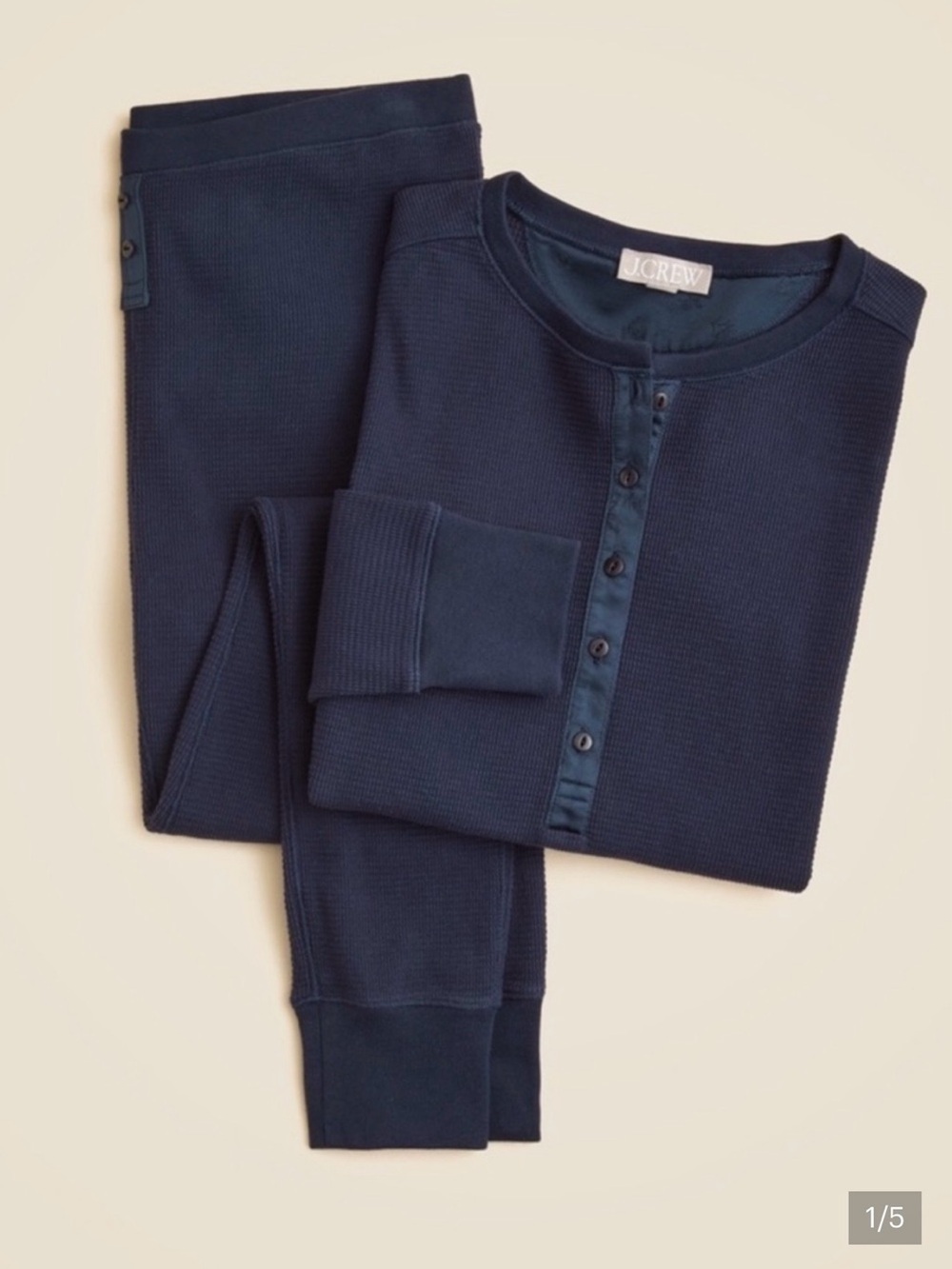 NWT - J.Crew Waffle henley pajama set  - **NAVY**